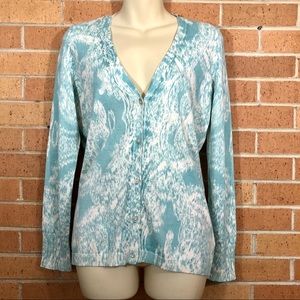 Talbots size Small cardigan green white